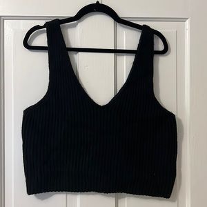 Amazon The Drop Black Cropped Double V Sweater